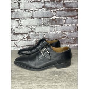 Magnanni Black Leather Buckle Monk Strap Loafers Dress Shoes Men Sz 9.5M US/43EU